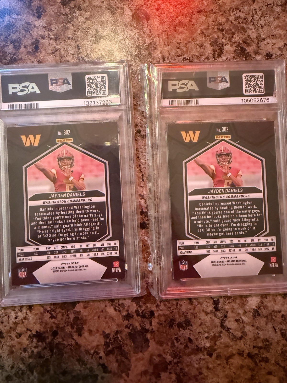 Jayden Daniels Lot Of 2 Panini Mosaic Reactive Blue And Camo Pink RC PSA 10 🔥 view 4