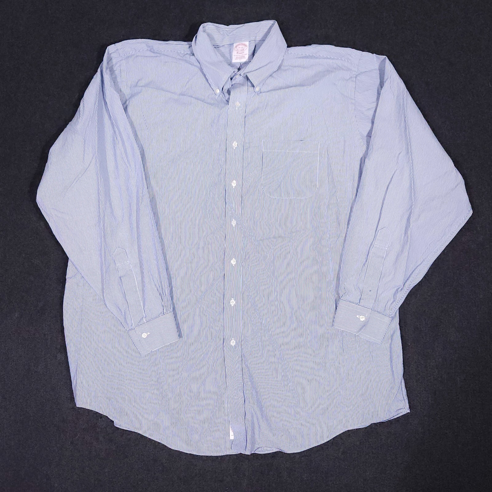 Brooks Brothers Oxford Button Down Shirt Men 19-37 Blue Striped OCBD Long Sleeve