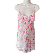 Vintage Oscar de la Renta Pink Label Floral Satin Nightgown Small Chemise Dress