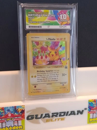 Pokémon Pikachu TCG Birthday Celebrations Card #24 Ace Graded 10