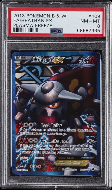 2013 POKEMON BLACK & WHITE PLASMA FREEZE #109 FULL ART/HEATRAN EX PSA 8