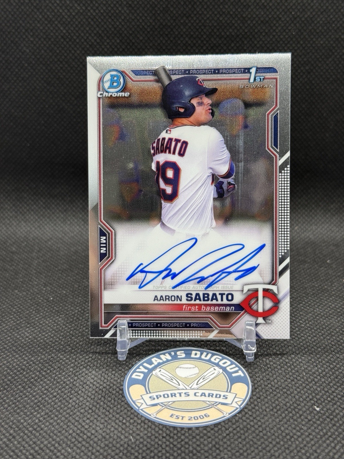 2021 Bowman Chrome Prospects Autographs Aaron Sabato Auto #CPA-AS (AU, RC)