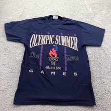 Vintage Atlanta 1996 Olympic Summer Games Shirt Mens Medium Blue Hanes 90s