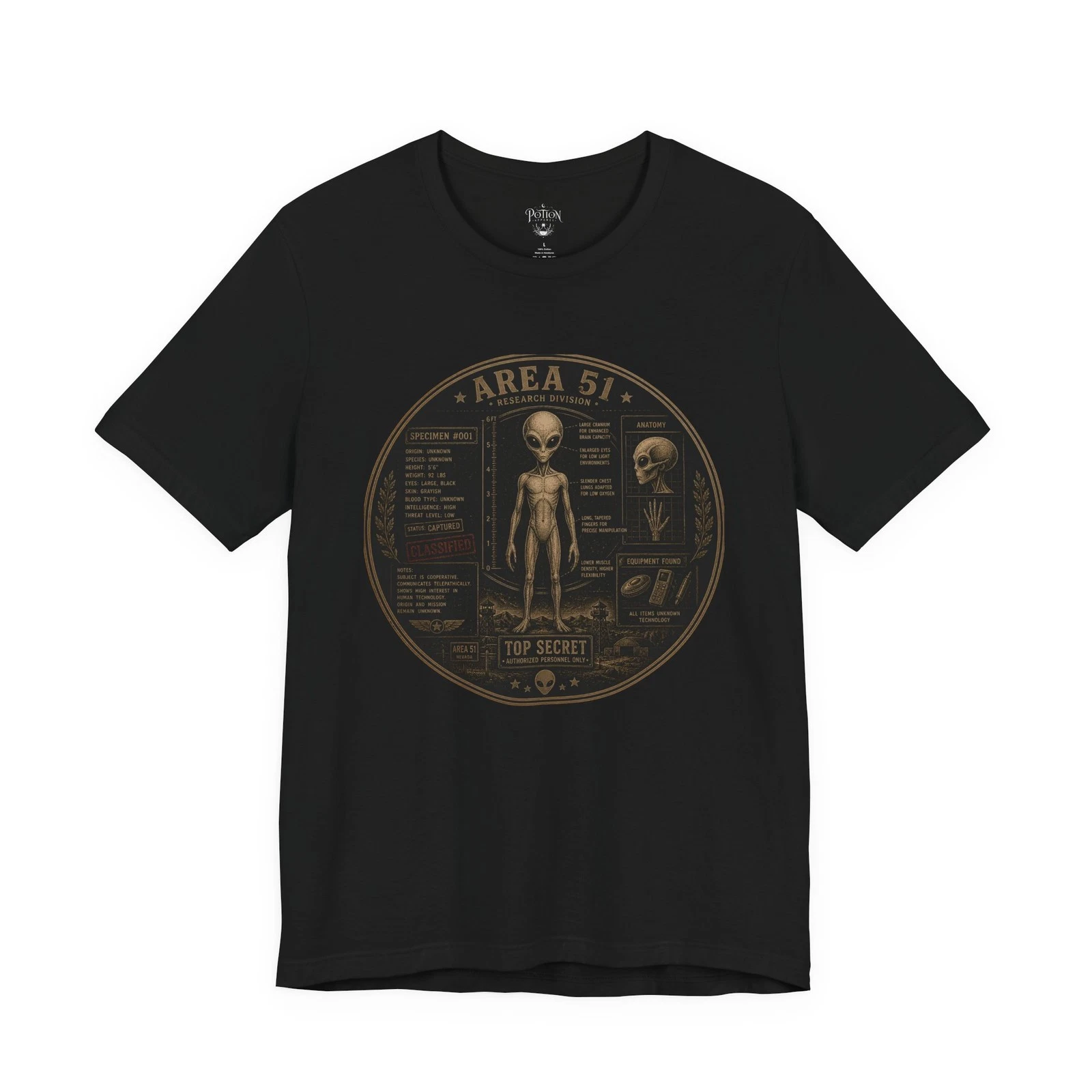 Area 51 Alien Diagram T-Shirt | Top Secret UFO Anatomy Tee