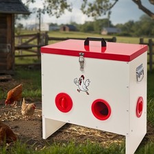 50LB Large Automatic Chicken Feeder   6 Feeding Ports No-Waste Poultry Feeder