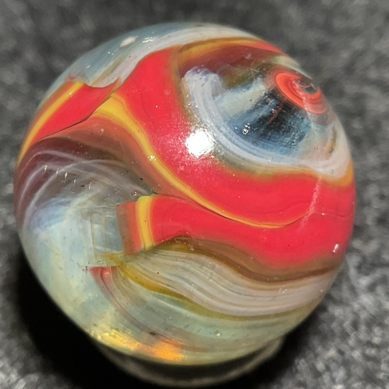 D.A.S Marbles-Sundown-Electric Ketchup&Mustard Oxblood Swirl(.72")