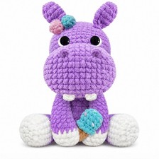 11.8in Hippo Crochet Kit for Beginners Adults Amigurumi with Video Tutorials