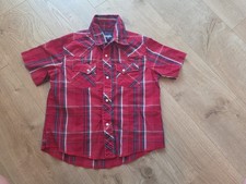Wrangler Western Shirt Youth Boys Small 4/5 red plaid cowboy rodeo