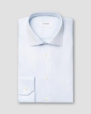 ETON Slim Dress shirt Light Blue Herringbone Signature Twill 36 14 Slim