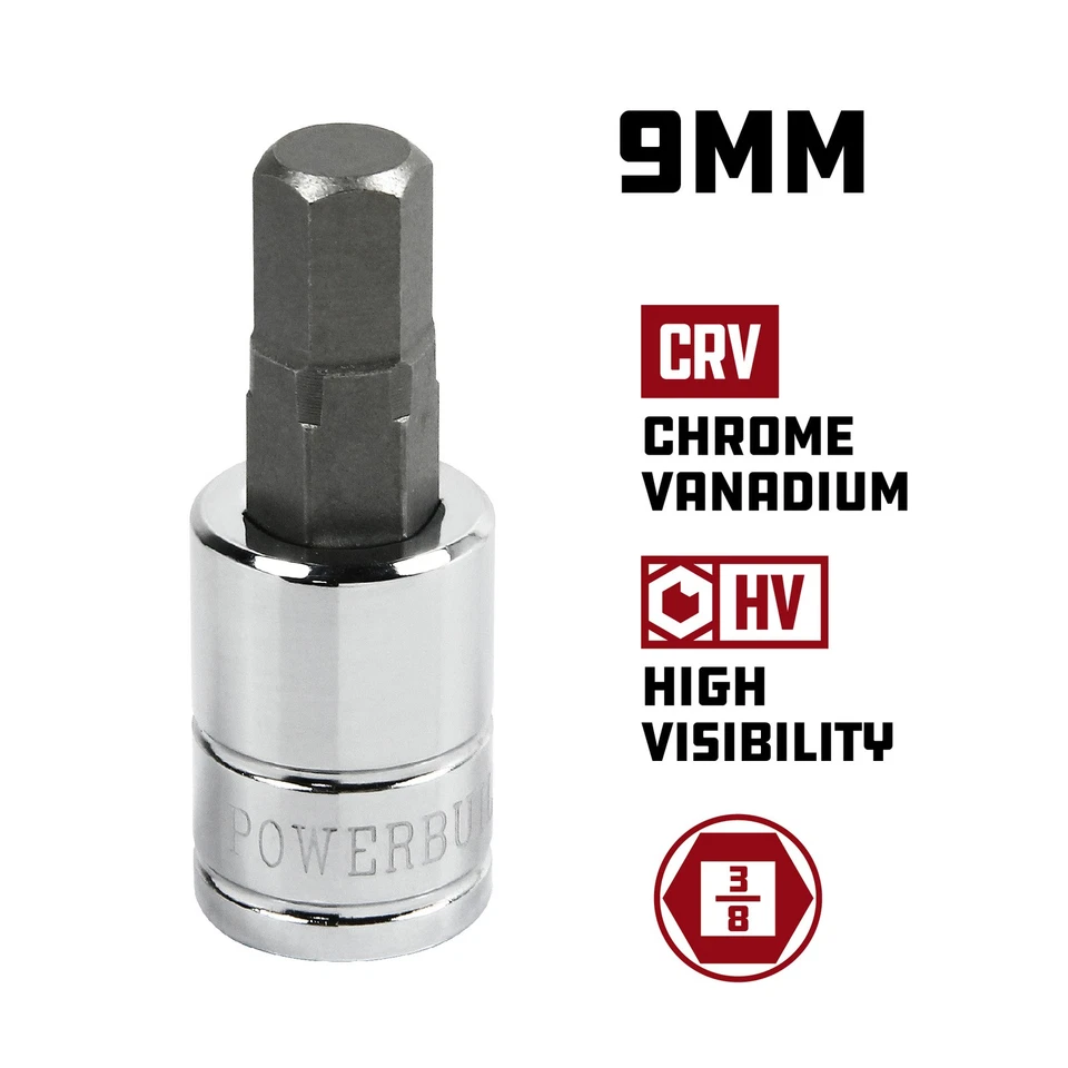 Powerbuilt 3/8 Inch Drive 9 MM Hex Bit Socket - 648425 - Image 2 of 4