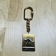 Gold Tone Kangaroo Australia Medallion Car Key Ring Tag Keychain