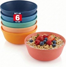 Plastic Bowls Set of 6 Kitchen Bowls for Salad Pasta Kids Safe Food Grade