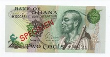GHANA 2 CEDIS 1977 PICK 14 SPECIMEN UNC