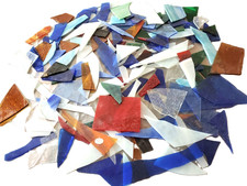 Stained Glass Remnants- 6 lbs.- Assorted- Mixed-Mosaic-Colors- Texture- Marbled
