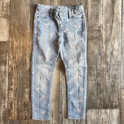 Jumping Beans Girls Size 6 Regular Unicorn Printed Denim Jegging With Button Fly