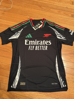 Adidas Men Arsenal FC Away Shirts Running Black Soccer AFC Tee GYM
