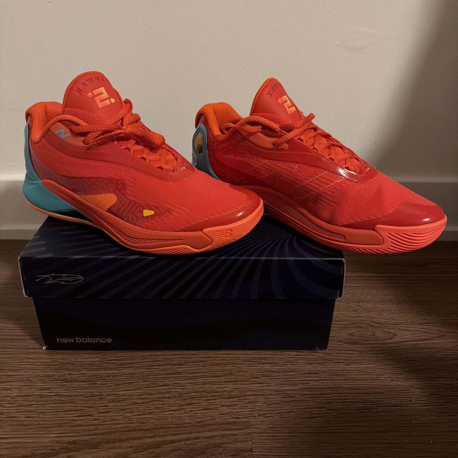 Size 9.5 WIDE 2E Men's New Balance KAWHI IV 4 Basketball Shoe BBKLSWB4 Neo Flame
