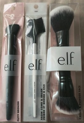 New 3 Elf Brushes 85352, 1807 and 83002 Brow Powder and Bronzer Damage Box
