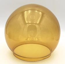 VINTAGE AMBER, YELLOW GLASS GLOBE LAMP SHADE 70’s STYLE REPLACEMENT PART