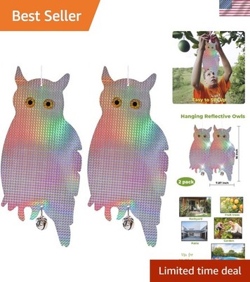 Realistic Hanging Owl Bird Control Device - 16 Inch Outdoor Protector, 2 Pack
