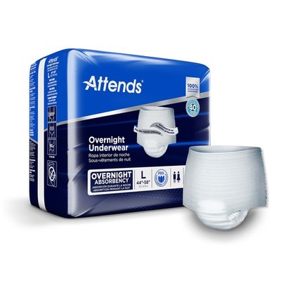 Attends  Overnight Underwear with Extended Wear Protection, Large