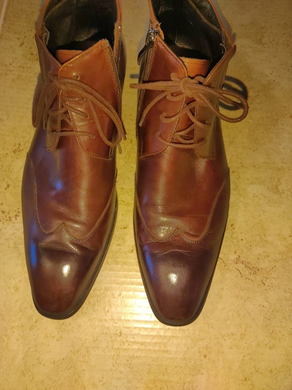 Steven Land Men's Dress Shoes Sz. 10.5 Brown LeatherLace Up and Zip