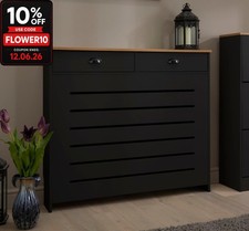 Black Radiator Cover Cabinet Traditional Modern MDF Wood Horizontal Shelf Medium