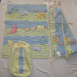 Vtg 90s Carters JOHN LENNON Musical Parade Crib Comforter Diaper Holder