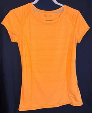 Xersion Women’s Orange Athletic T-Shirt S Ruched Back Short Sleeve Active Top