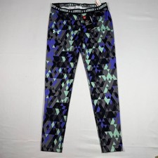 Under Armour Leggings Girls YXL HeatGear Geometric Print Fitted NWT UPF 30