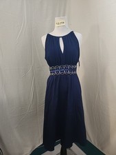 R M Richards blue beaded halter neck evening gown Size 6P