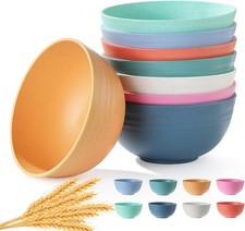 8PCS Cereal Bowl Ohola Unbreakable Wheat Straw Cereal Bowls Microwave safe