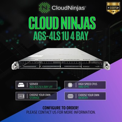 Cloud Ninjas AGS-4LS 1U 4 Bay Server AMD EPYC 9015 8 Core DDR5 ECC NVMe M.2