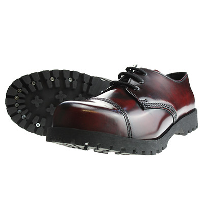 Boots and Braces 3-Loch Burgundy Rub-Off Schuhe Rangers Rot Schwarz Stahlkappe