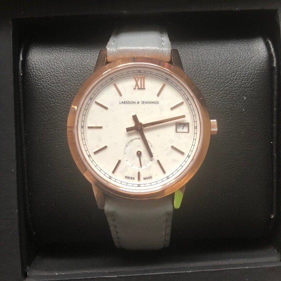 Larsson Jennings watch Made in Switzerland gray rose gold plate  