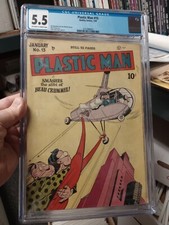 CGC 5.5 PLASTIC MAN 15 1949 Quality Comics Jack Cole Cover Golden Age Book FN-