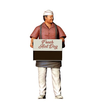 Hot Dog Vendor w/box  Resin 3d print Diorama Figure Unpainted Model RR Baseball