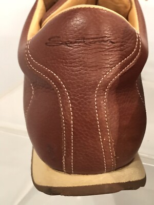 Santoni Club Shoes Brown Tan Leather Ladies Lace Up Sneakers