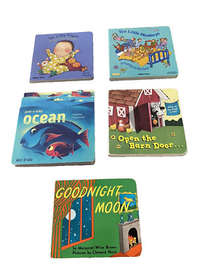 Lot of 5 Board Books for Baby 2 Interactive and 1 Bilingual