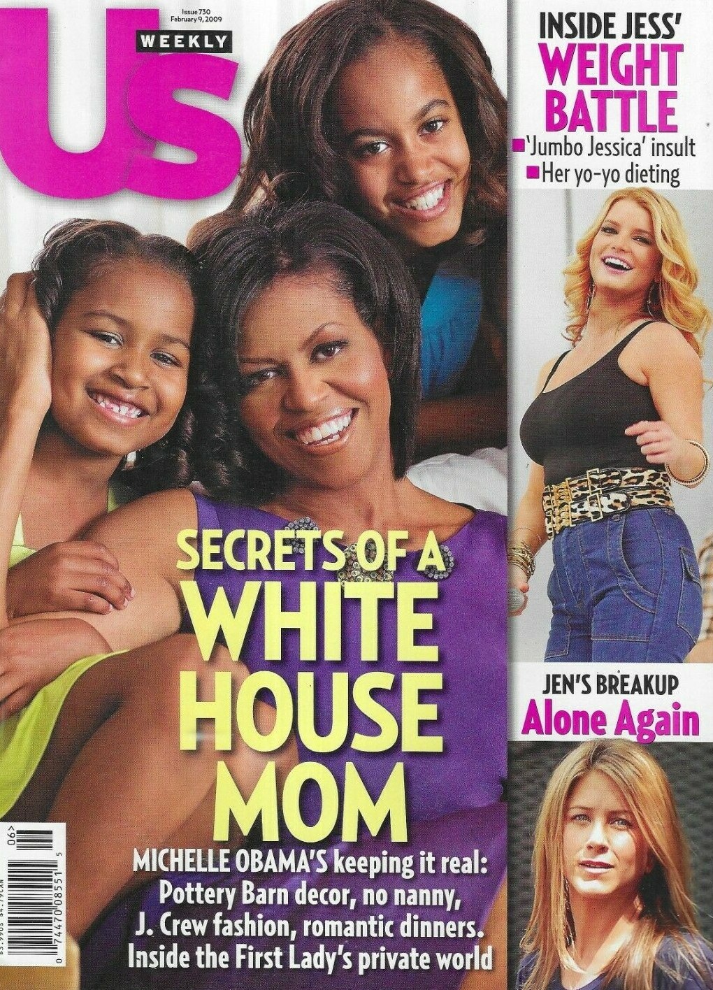 Us Weekly Magazine Michelle Obama Jessica Simpson Jennifer Aniston Brad Pitt