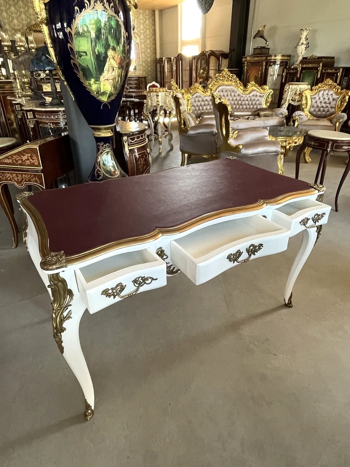 Deluxe Desk French Baroque Table Handmade Antique Style Red Desk for Home Decor - Bild 4 von 4
