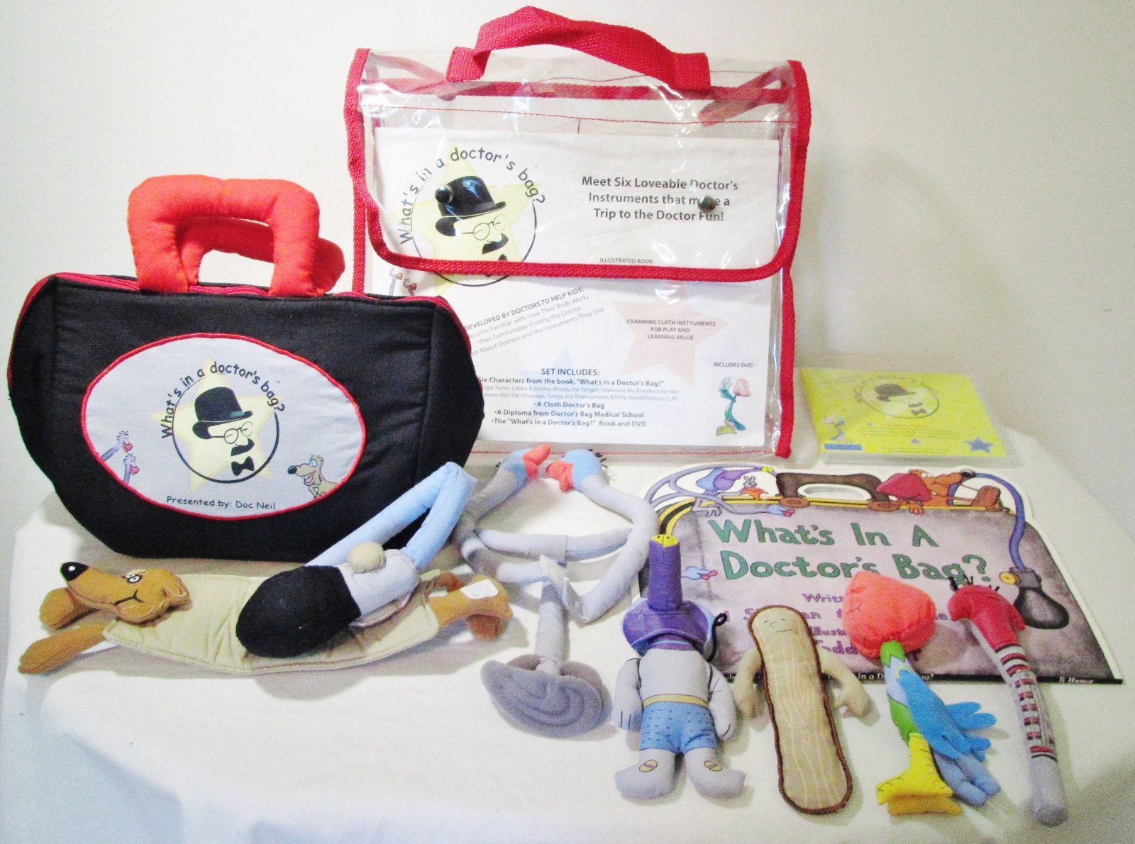 Doctor's Bag Soft Stuffed Cloth Instruments Play Set Kit Toys Game Schulman 2005