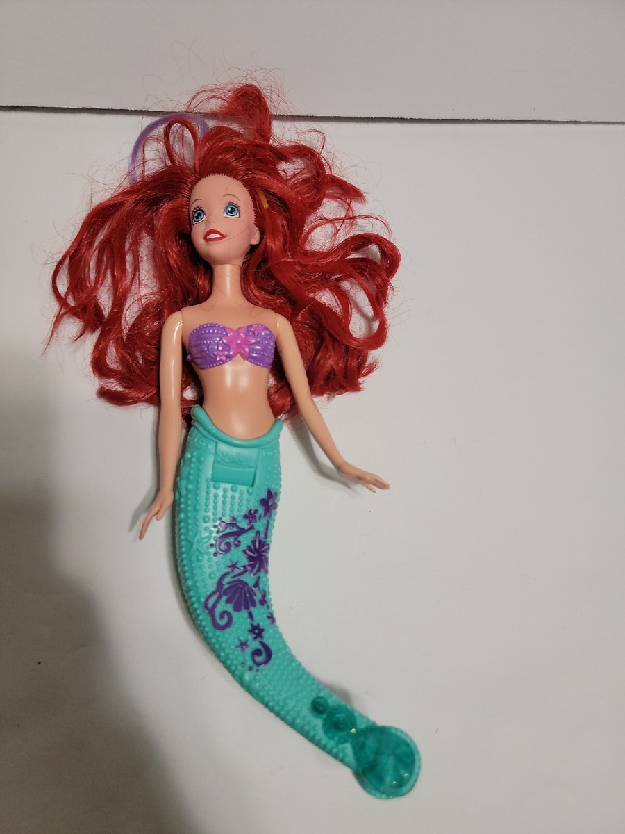 Mattel Disney Princess Ariel Mermaid Barbie Doll Hard Tail Purple Streak  Hair