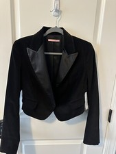 Gianni Bini Women’s Black Cropped Velvet Blazer Evening Jacket Size 6 Small Nwt