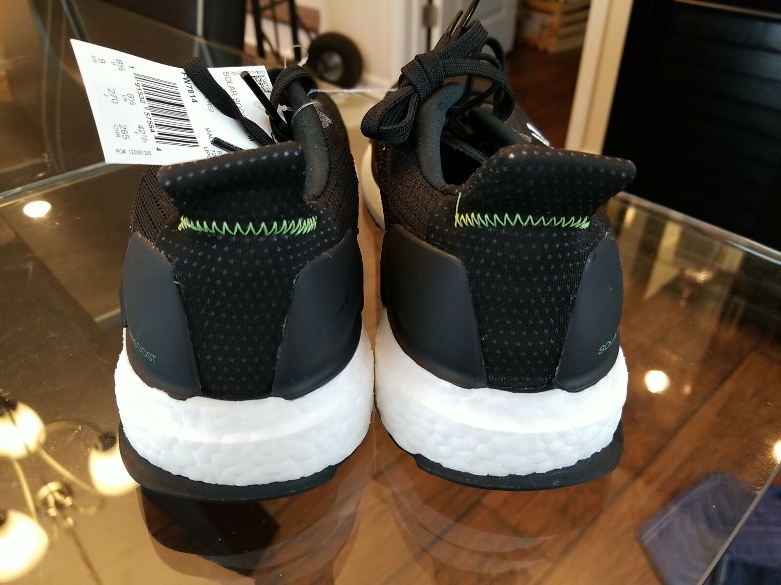 Adidas SolarBoost 19 'Black White' Core Black/Cloud White/Signal Green  FW7814 | KICKSCREW