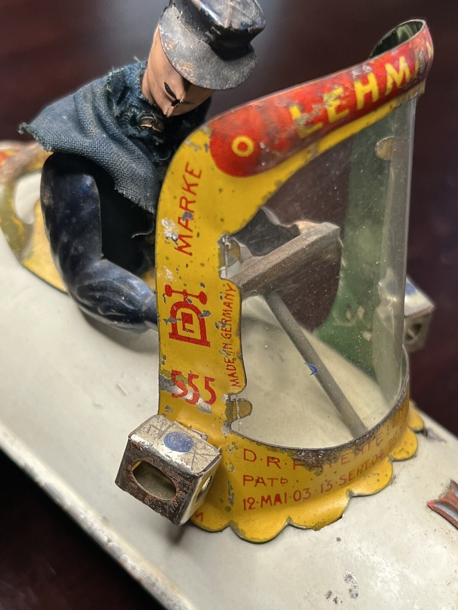 Original 1906 Lehmann Vintage Uhu 555 Amphibious Tin Toy Wind-Up