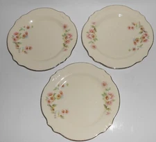 VINTAGE Homer Laughlin Company Virginia Rose w/Platinum Set 3/Dessert Plates