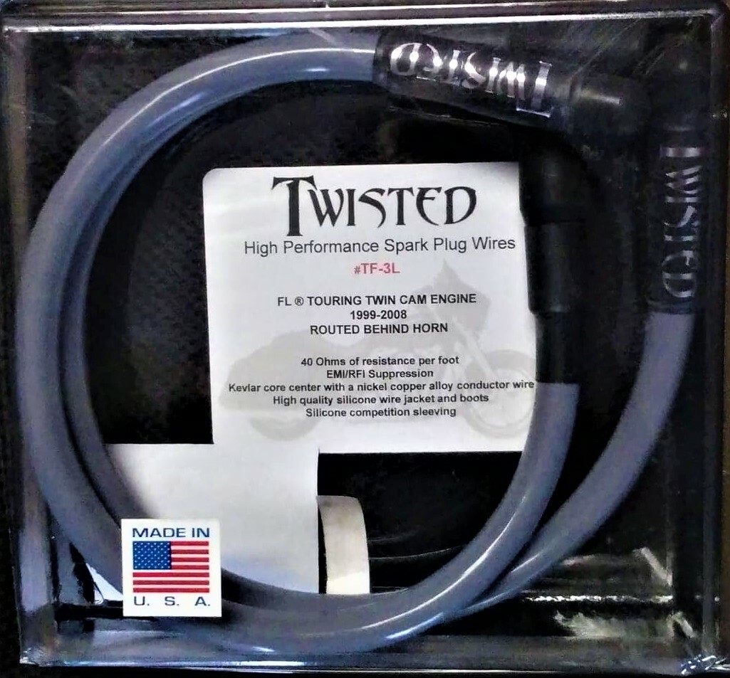 TWISTED 12mm GREY SPARK PLUG WIRES HARLEY ELECTRA GLIDE ROAD KING