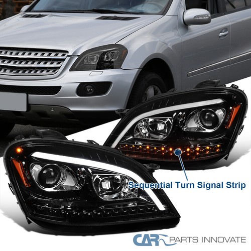 Fits 0608 Benz W164 ML350 ML500 Pearl Black LED Sequential Projector