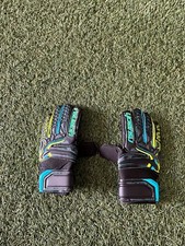 Reusch Kids Goalkeeper Gloves Attrakt RG Open Cuff - Black/Safety Yellow/Blue